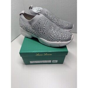 Lauren Lorraine Carry Slip-On Rhinestone Sneakers Silver Size 10